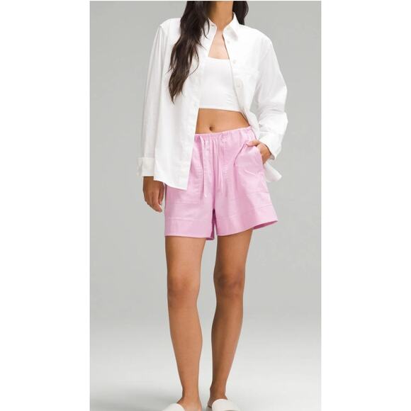 Lululemon Cotton Blend Poplin High-Rise Short 4" Vitapink Pink XL NWT - Picture 2 of 7